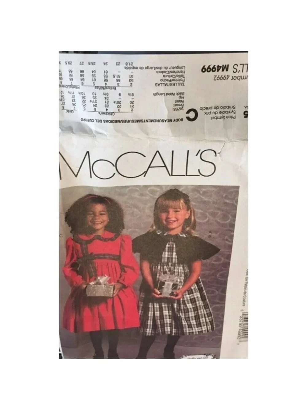 Vintage Sewing Pattern McCalls M4999 Child Girls Caplet & Dress Lined Sz 2-5 UC